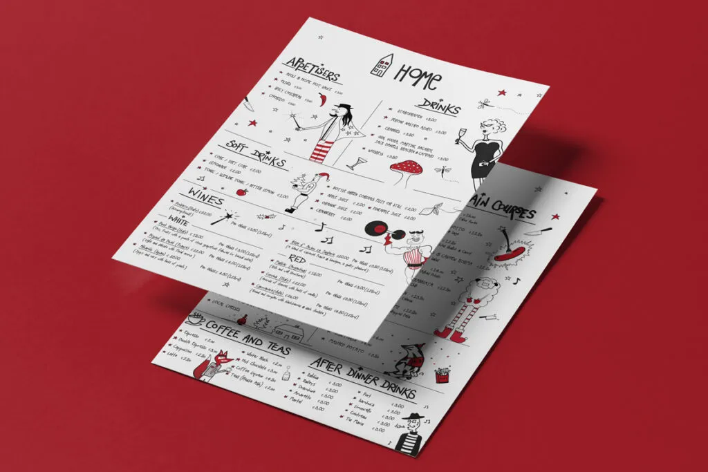 Menu Design for Home Restaurant Dumfries